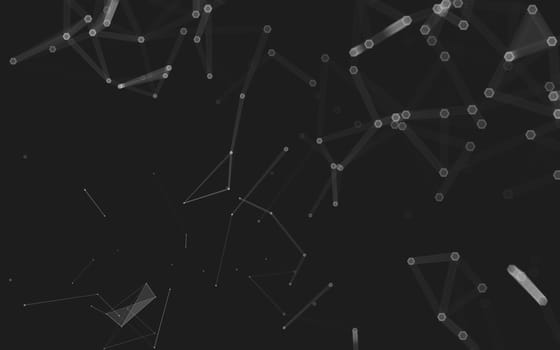 Abstract polygonal space low poly dark background with connecting dots and lines. Connection structure. 3d rendering