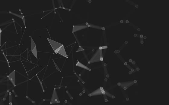 Abstract polygonal space low poly dark background with connecting dots and lines. Connection structure. 3d rendering