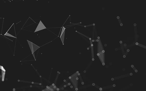 Abstract polygonal space low poly dark background with connecting dots and lines. Connection structure. 3d rendering