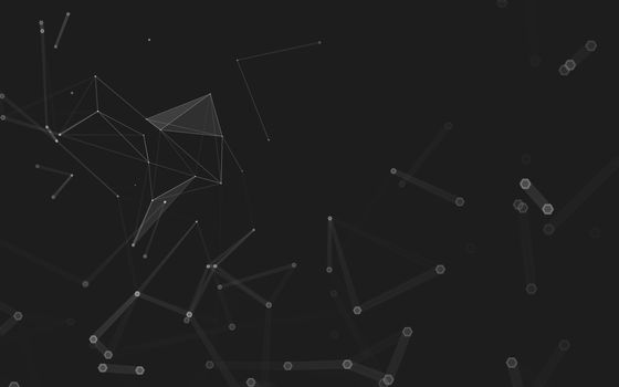 Abstract polygonal space low poly dark background with connecting dots and lines. Connection structure. 3d rendering