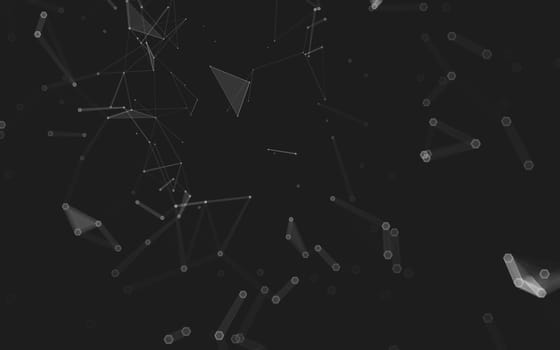 Abstract polygonal space low poly dark background with connecting dots and lines. Connection structure. 3d rendering