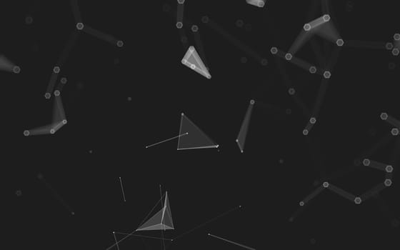 Abstract polygonal space low poly dark background with connecting dots and lines. Connection structure. 3d rendering