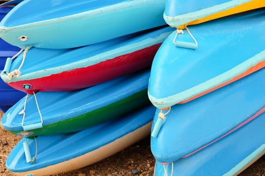 Close up of Colorful kayaks