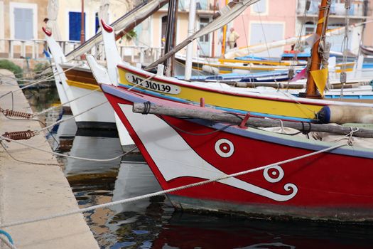 Martigues, France - June 20, 2016: The Old Harbor with Boats. Le Miroir Aux Oiseaux (Mirror Bird) Area