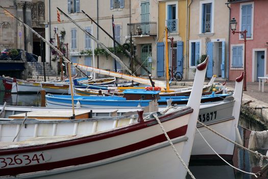 Martigues, France - June 20, 2016: The Old Harbor with Boats. Le Miroir Aux Oiseaux (Mirror Bird) Area
