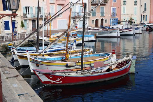 Martigues, France - June 20, 2016: The Old Harbor with Boats. Le Miroir Aux Oiseaux (Mirror Bird) Area