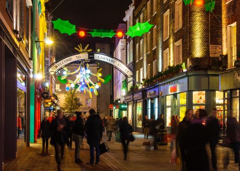 LONDON, UK - CIRCA DECEMBER 2011: Christmas decoration at Carnaby Street.