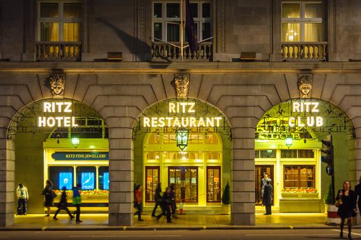 LONDON, UK - CIRCA NOVEMBER 2011: The Ritz hotel at night.