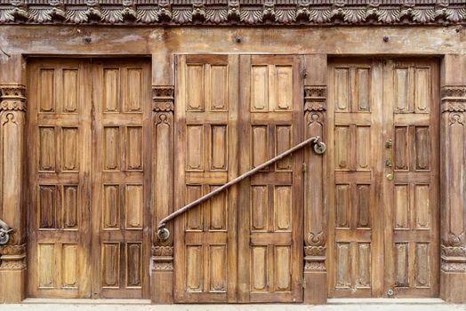 Old shop wooden door in Patan, Nepal