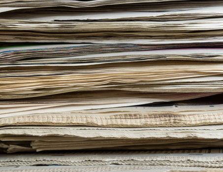Pile of newspapers closeup