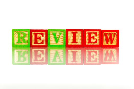 review word reflection on white background