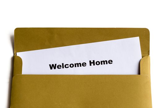 welcome home words in the envelope