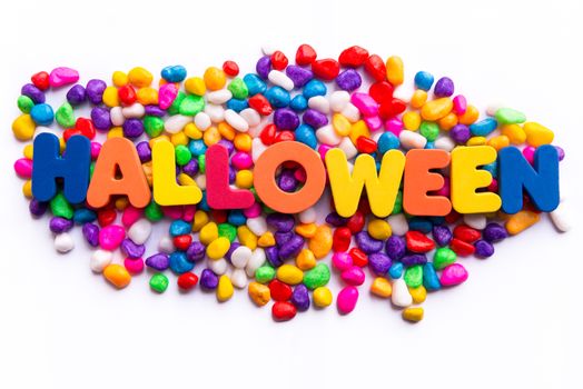 halloween word on colorful stone