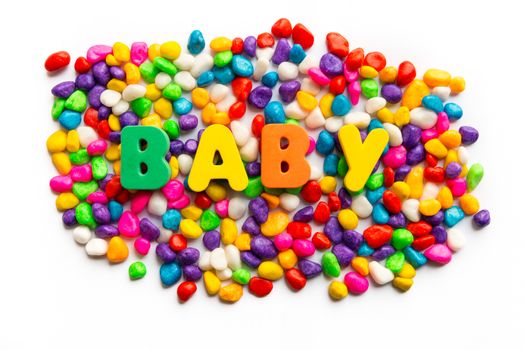 baby word on colorful stone