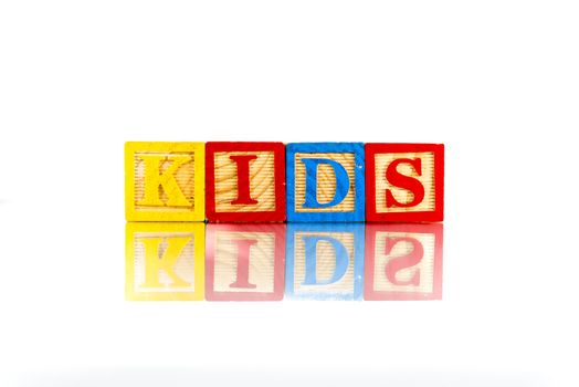 Childrens Alphabet Blocks spelling the word Kids