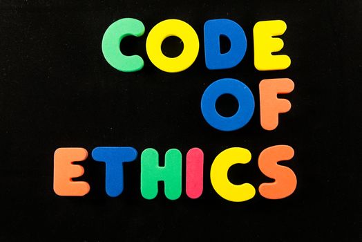 code of ethics words in black background