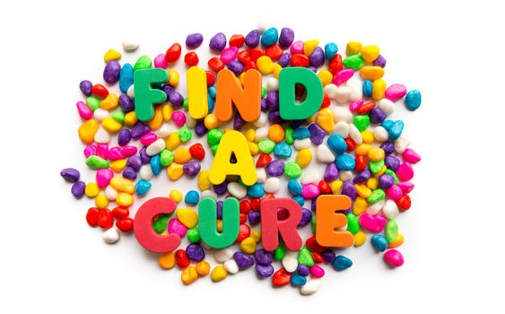 find a cure word in colorful stone