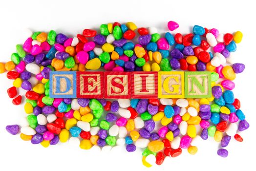 design word in colorful stone