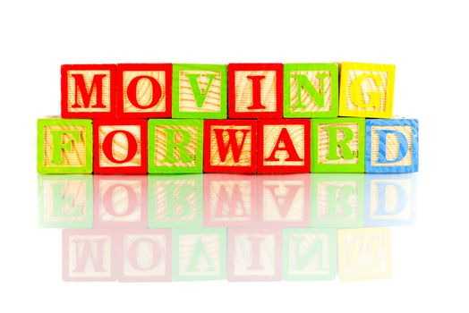moving forward word reflection in white background