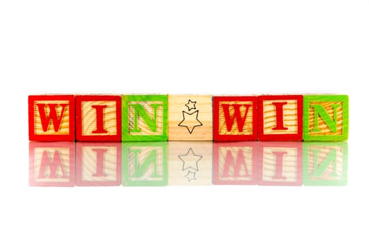 win win word reflection in white background