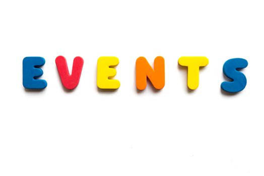 events word in white background