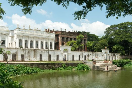 Manikgonj, Bangladesh - August 8: The great Baliati Zomidar Bari is located at the Saturia Upozila of Manikganj district. Name of the village is Baliati. This building is about 200 years of old. Gobinda Ram Shaha was the settler of the Zomidari at Baliati. He was a salt merchant. His forefather was poor and started small business. Later he owned that from his parent. Then he extended that business further and established Zomidari.
Photo taken on: August 8, 2014