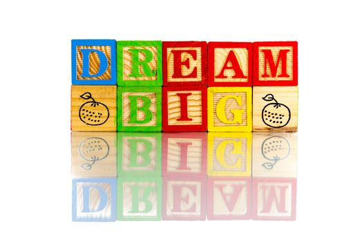 dream big word reflection on white background