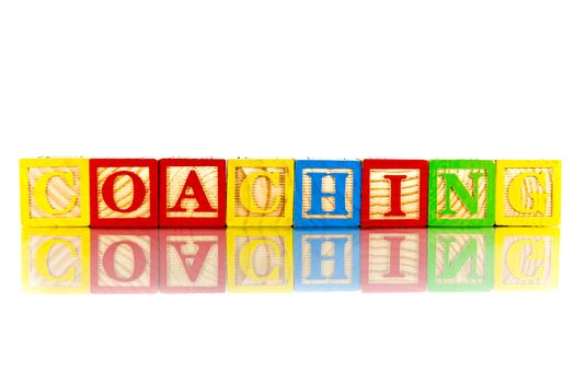 coaching colorful word on the white background