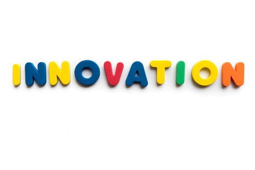 colorful innovation word on the white background