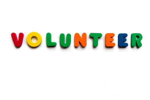 volunteer colorful word on the white background