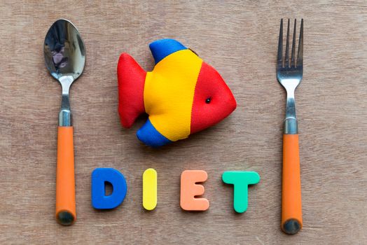 diet colorful word on the wooden background