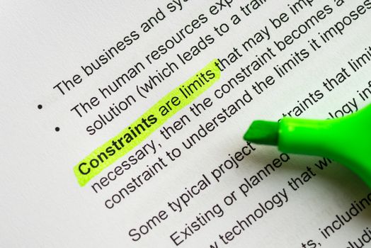 constraint are limits sentence highlighted by green marker