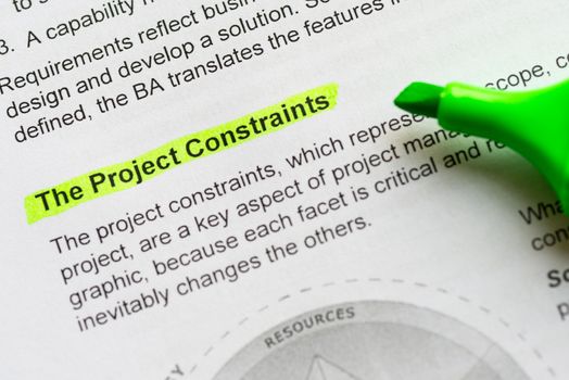 the project constraint sentence highlighted by green marker