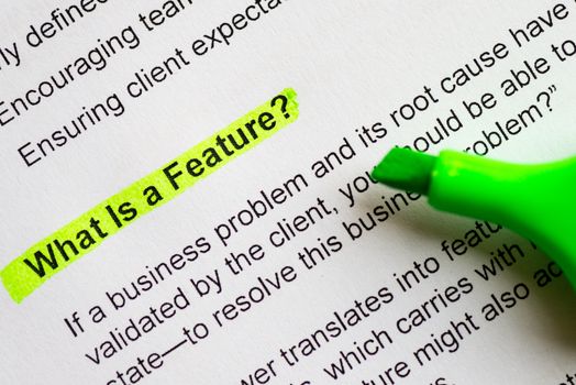 what is a feature sentence highlighted by green marker