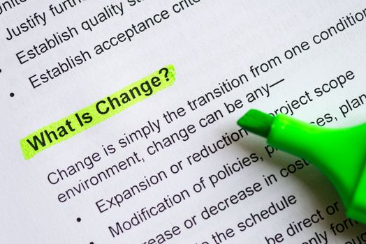 what is change sentence highlighted by green marker