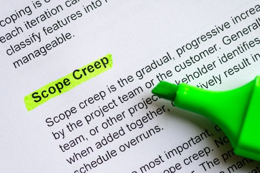 scope creep sentence highlighted by green marker