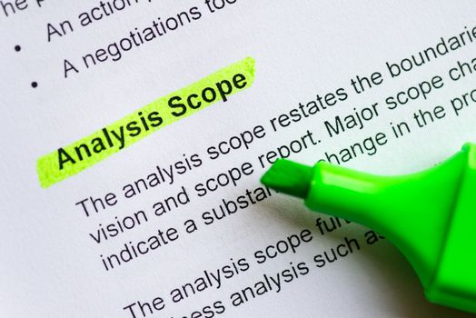 analysis scope sentence highlighted by green marker