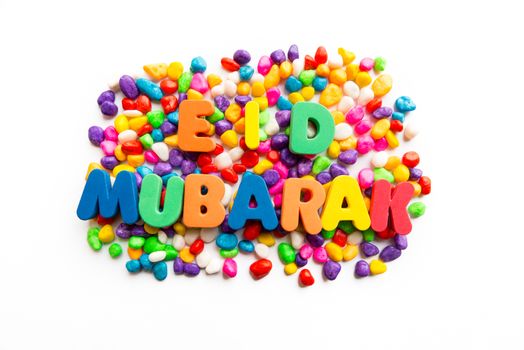 eid mubarak colorful word on the white background