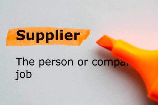 supplier word highlighted on the white background