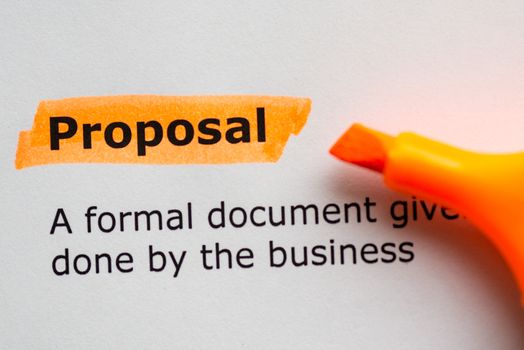 proposal word highlighted on the white background