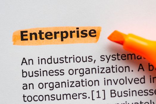 enterprise word highlighted on the white background