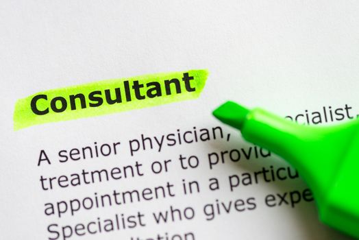 consultant word highlighted on the white background