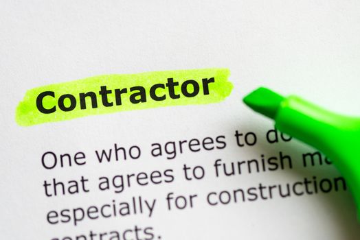 contractor word highlighted on the white background