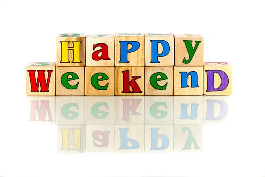 happy weekend colorful words on the white background