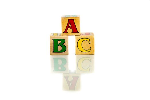 abc block colorful words on the white background