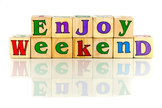 enjoy weekend colorful words on the white background