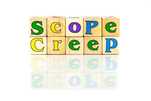 scope creep colorful words on the white background