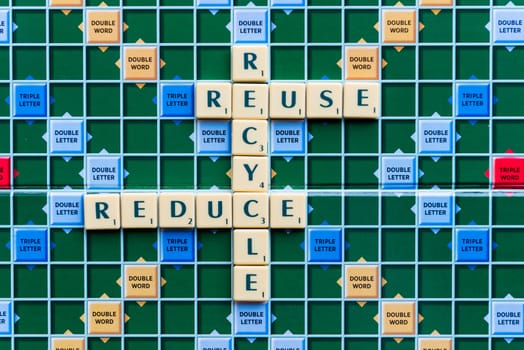 Reduce, Recycle, Reuse crossword on the game boerd