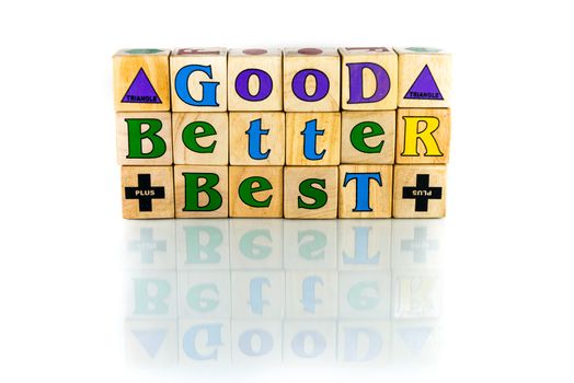 good better best words on the white background