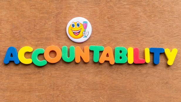 accountability colorful word on the wooden background